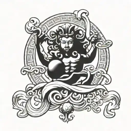 Ourobouros China With Astrologique Sign Aquarius Zodiac Sign