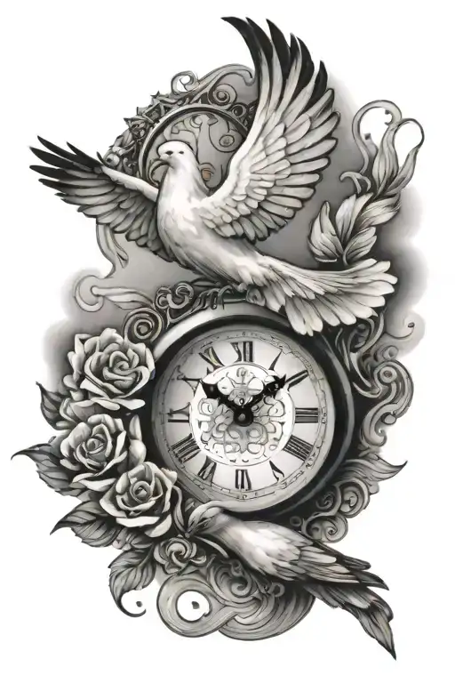Clock With Dove Flying