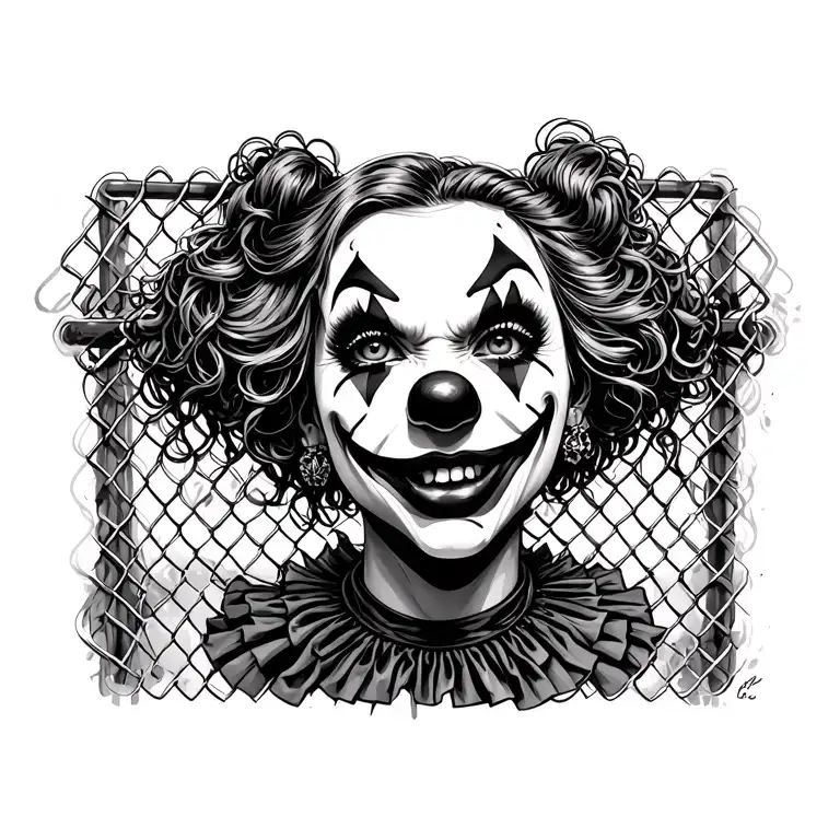 Clown Girl Chain Link Fence Money