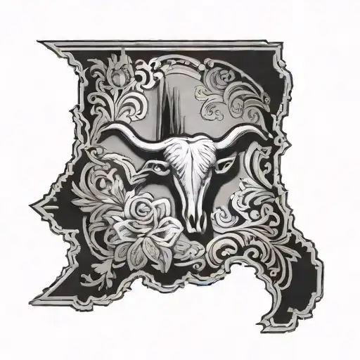 Texas Longhorns With State Outline