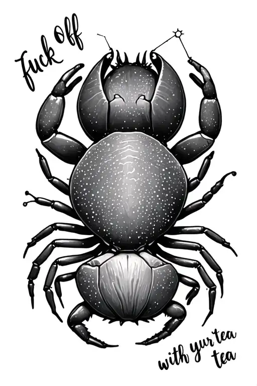 Coconut Hermit Crab Constellation With Words Fuck Off With Your Tea Dainty