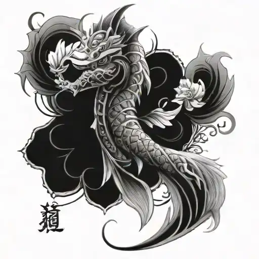 Full Arm Tatoo Of Koi Fish Samurai And Mandala Design Incorporating