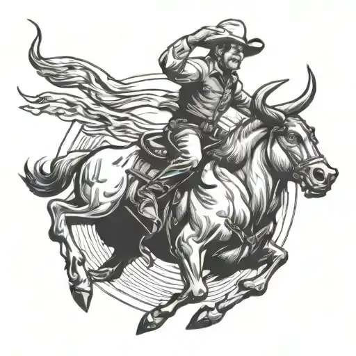 Cowboy Riding Bucking Bull American Traditional