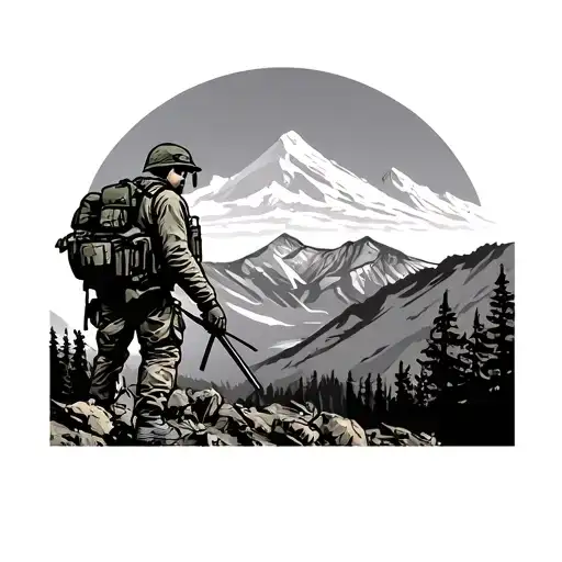 Military Soldier Hiking
