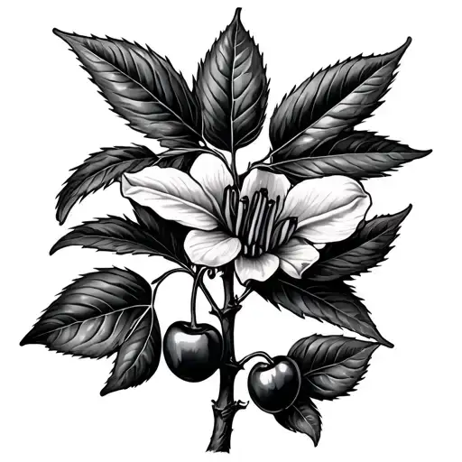 Cherry Deadly Nightshade Plant Intertwined