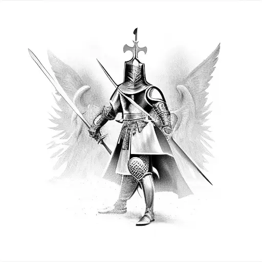 Knights And Angels Battling Evil