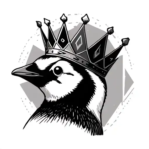 Penguin Wearing Grafitti Crown With Geometric Background