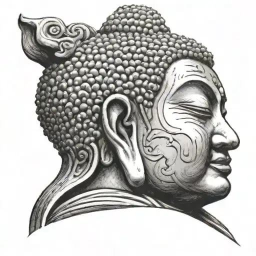 Buddha Sitting Side Face Profile Holding