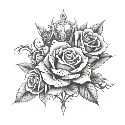 Vittorio Written In Crown Elegantly With Roses And Thorns
