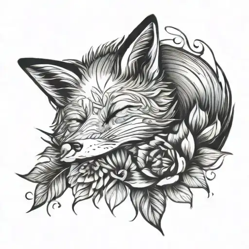 Sleeping Fox And Floral