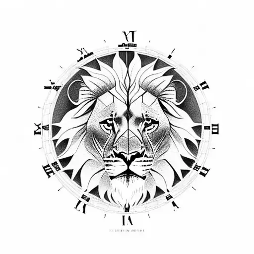 Sacred Geometry Lion With Clock Eye