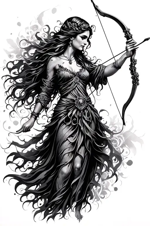 Goddess Holding Bow And Arrow