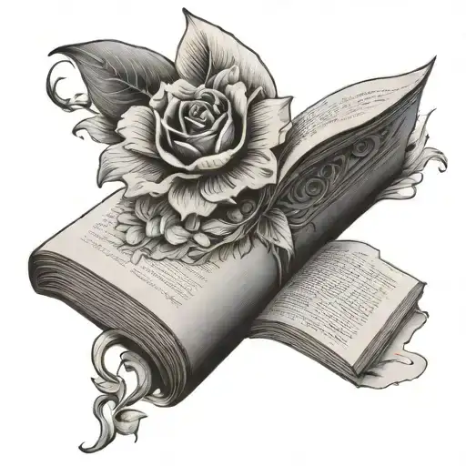 Flower And Book Open