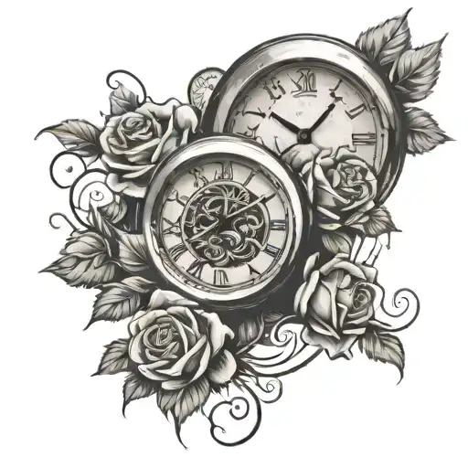 Clock With Roses And Graffiti