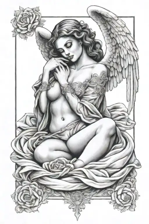 Angel Wife Lying In Bed