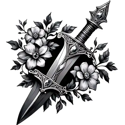 Jeweled Dagger With Flowers And Vines