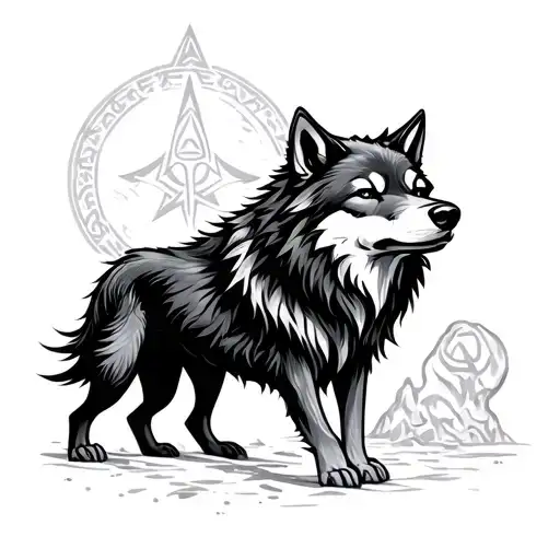 Wolf And Rune Symboles