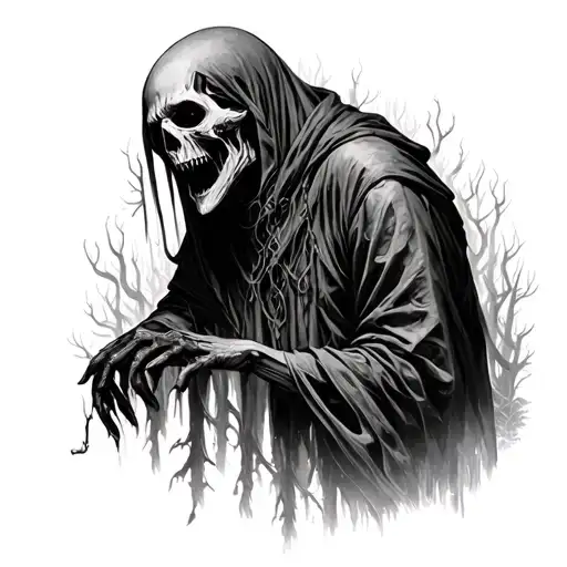 Dark Figure In A Horror Forest