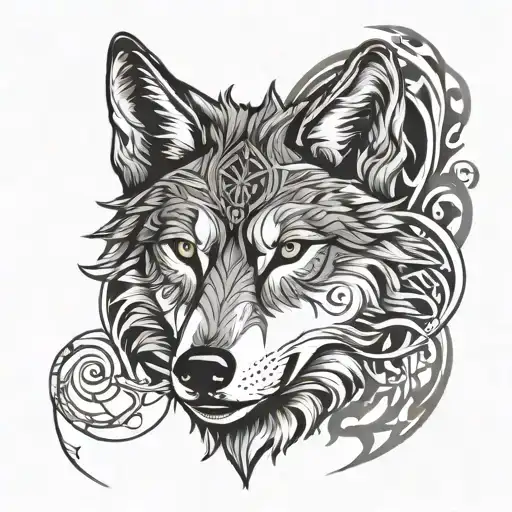 Wolf With Keltic Symbols Incorporated Into The Design