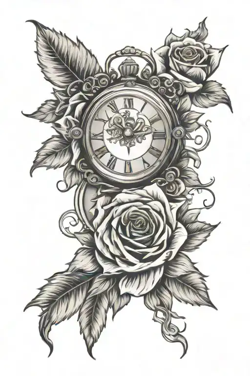 Clock Roses Sunrise Banner