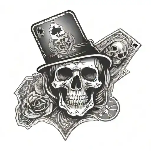 Skull Gambling Cards Clock