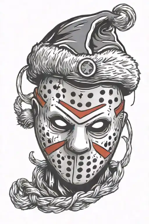 Cute Little Jason Vorhees Mask With Santa Hat