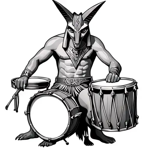 Anubis Playing Cuban Conga Drums