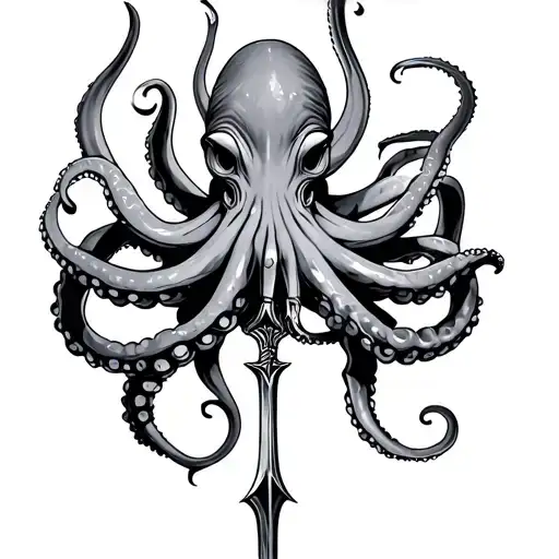 Octopus Wrapped Around Trident