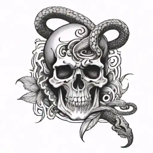 Letters A M I With A Snake Going Through A Skull