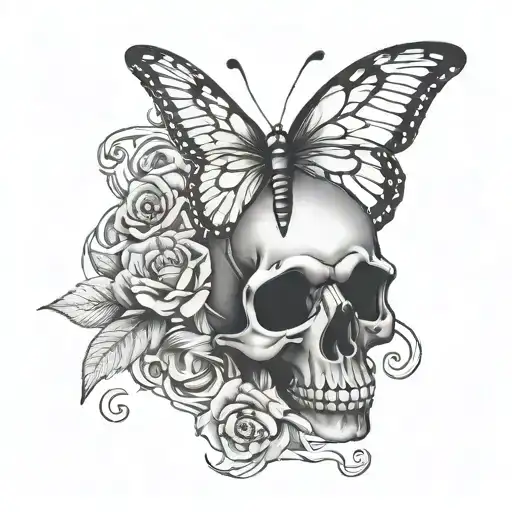 Butterfly With Skull And Water