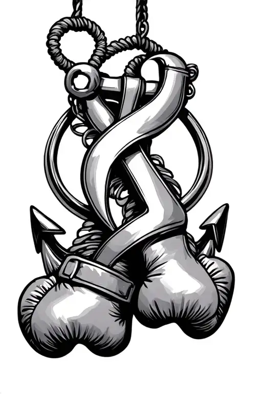 Anchor Boxing Gloves Hanging Awareness Ribbon