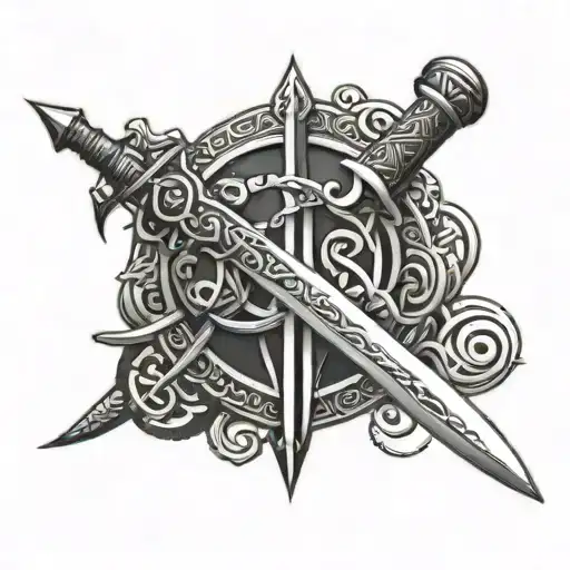 Arabic Writing Sword Surrounded