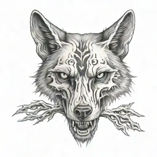 Front Facing Wolf Skull Soft Shading