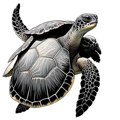 Sea Turtle And Babies