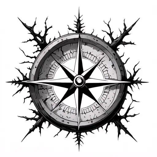 Broken Compass With Tree Branches