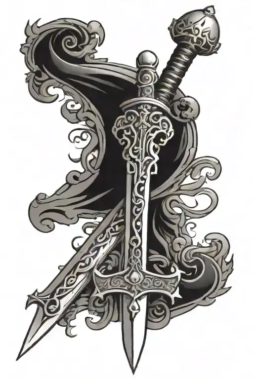 Sword With Semi Colon Inscribed On Hilt