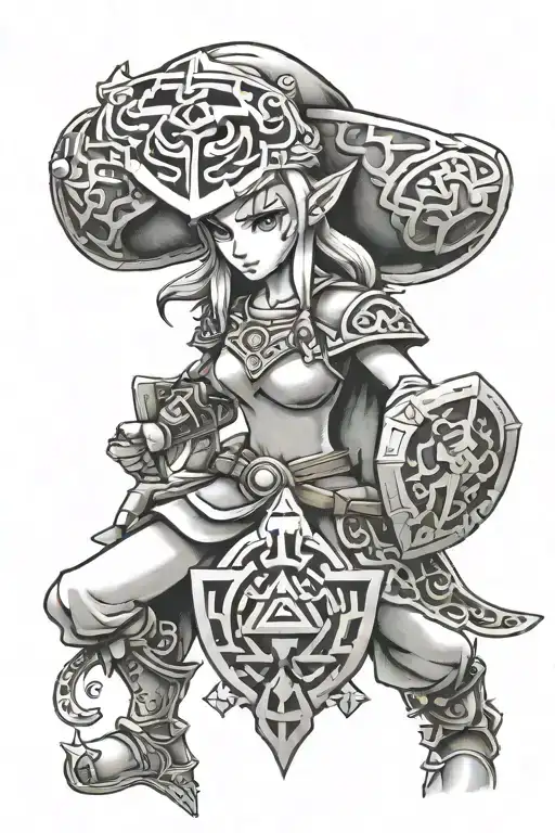 Realistic Evil Zelda N64 Gaming Tattoo Design