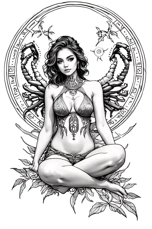Cancer Zodiac Sign And Woman Posing