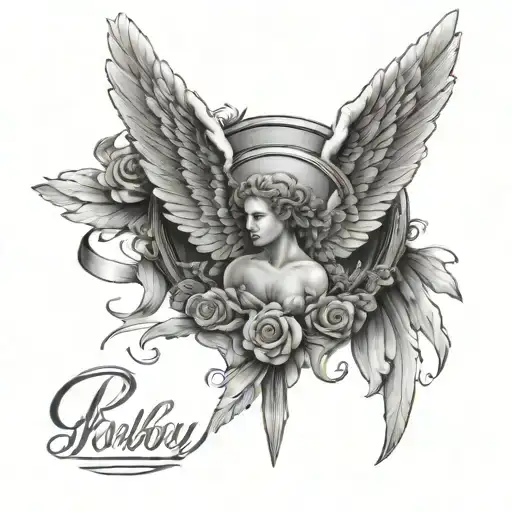 Angel Wings And Halo With The Name Bobby In The Middle