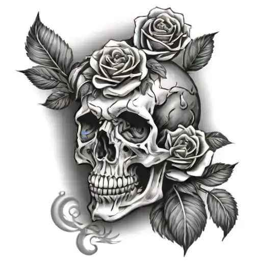 Skull And Roses On Forearm