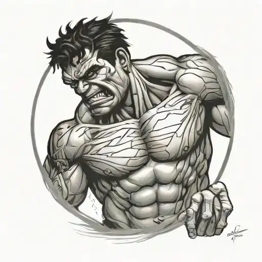 Hulk Vitruvian Man Breaking Out Of The Circle