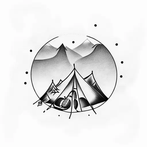 Design A Tattoo Of A Family Camping Trip With A Football Theme