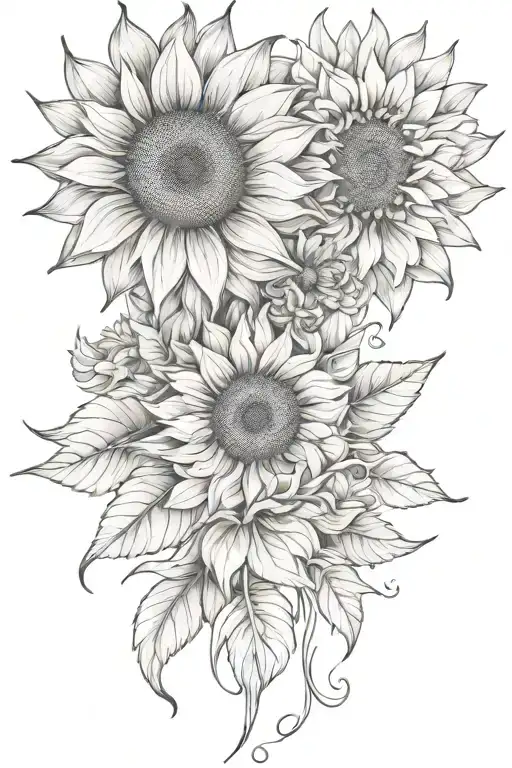 Large Sunflower Craddled By Roses And Chrysanthemums Flowers