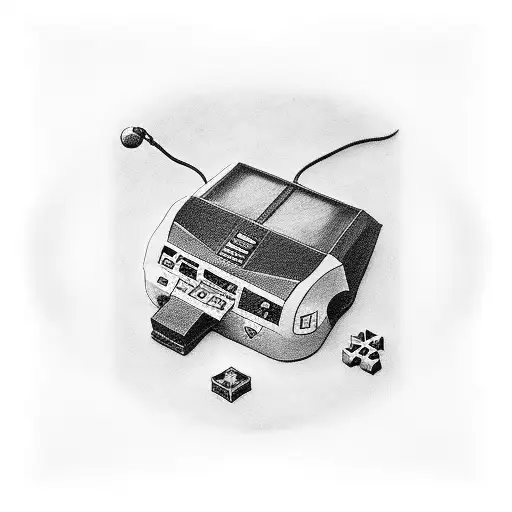 Old School Gaming Console Transformed Into A Black-grey Sketch