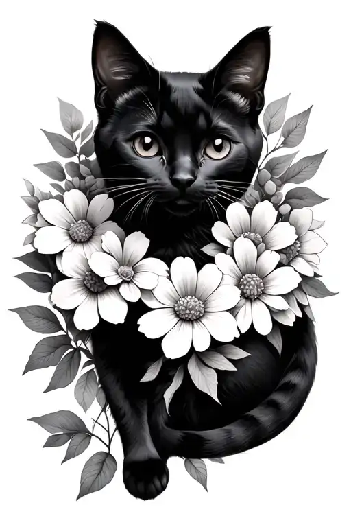 Cute Black Cat Flowers