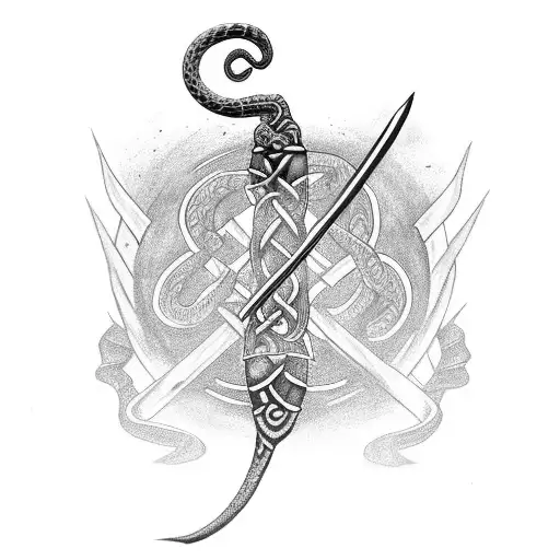 Celtic Sword With Snake Wrapped Around It