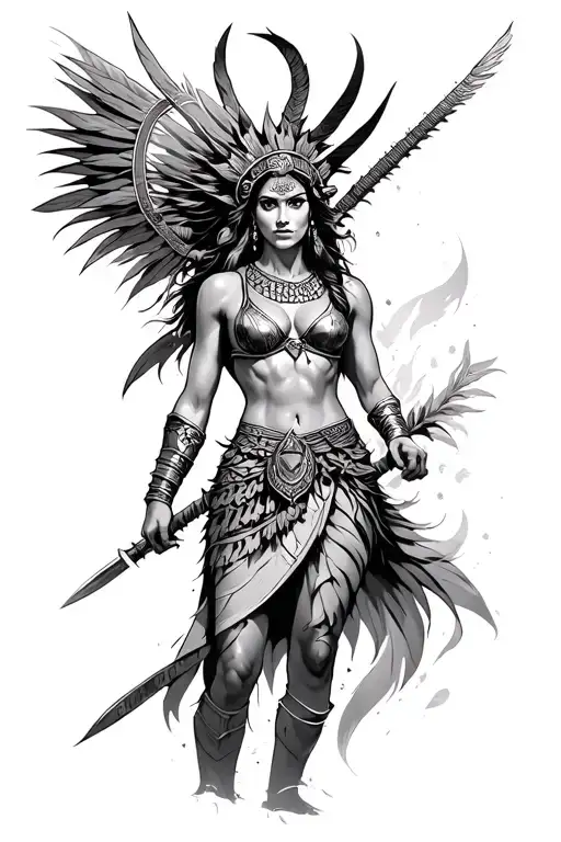 Amazonian Warrior Tattoo Design
