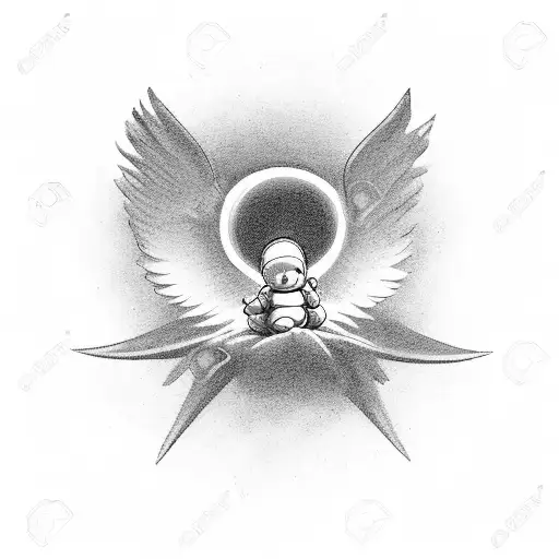 Un Angel Bajando Del Cielo A Entregarle Un Bebe A Su Madre En La Tierra