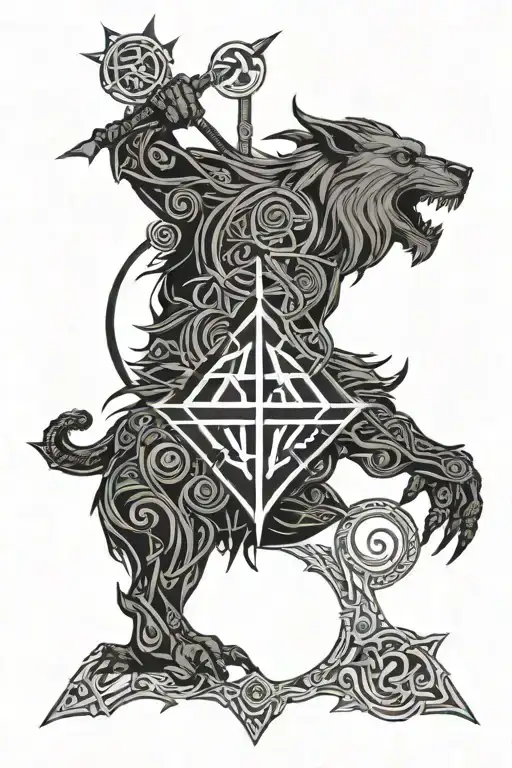 Geometrical Norns Tyr Nordic God Symbol