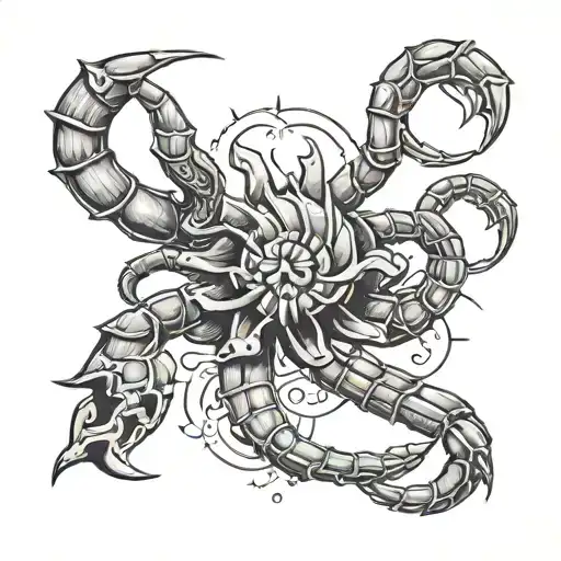 Scorpion Tail With Roman Numerals Inside Representing
